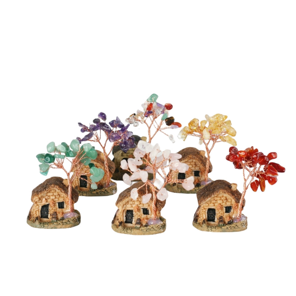 Micro Scene Crystal Tumble Mini Village House Gem Trees GEMROCKY-Decoration-