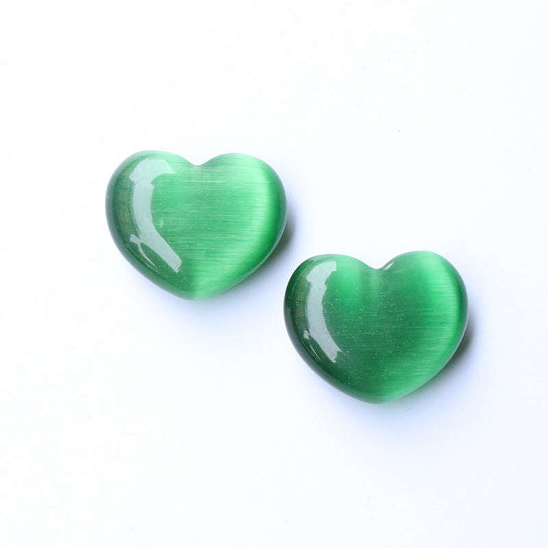 Mini 3cm Cat Eye Stone Hearts Carvings GEMROCKY-Carvings-Green-