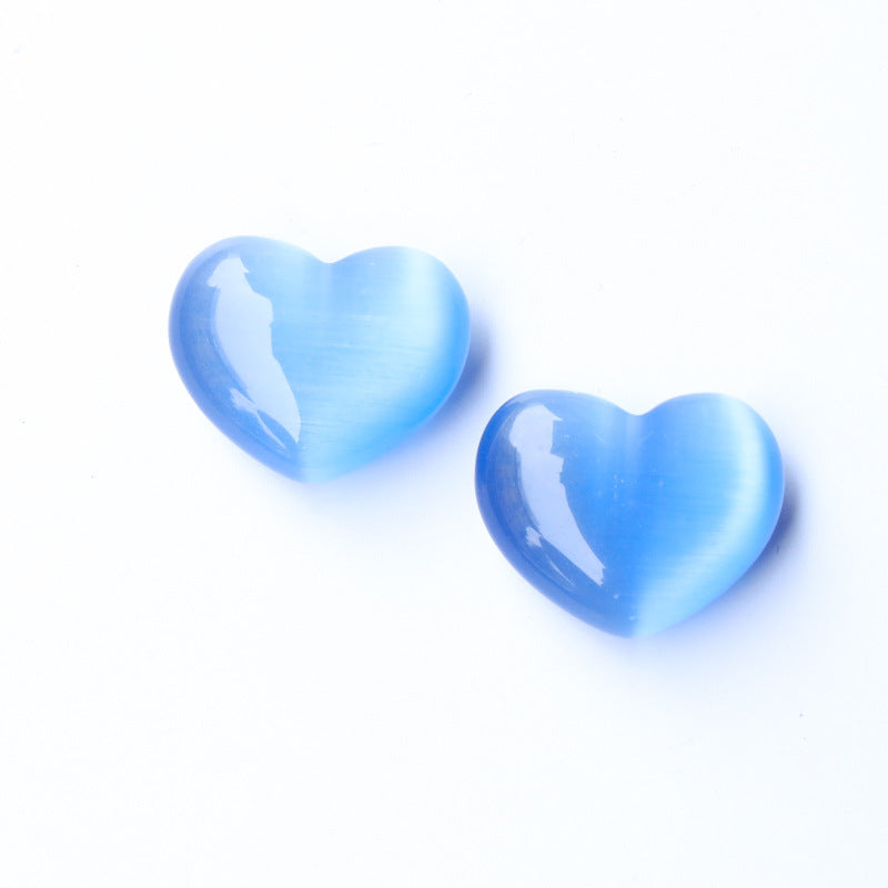 Mini 3cm Cat Eye Stone Hearts Carvings GEMROCKY-Carvings-Light Blue-