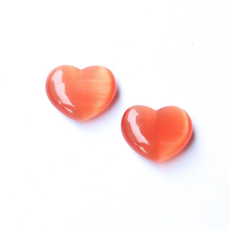 Mini 3cm Cat Eye Stone Hearts Carvings GEMROCKY-Carvings-Orange-