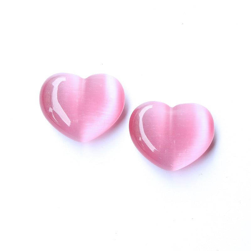 Mini 3cm Cat Eye Stone Hearts Carvings GEMROCKY-Carvings-Pink-