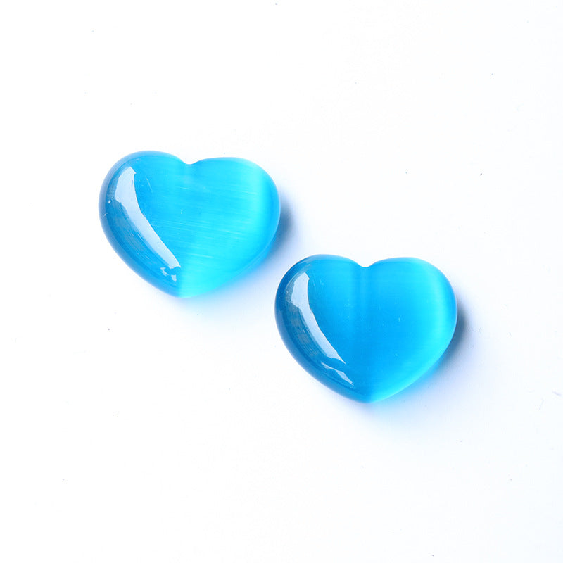 Mini 3cm Cat Eye Stone Hearts Carvings GEMROCKY-Carvings-Sky Blue-