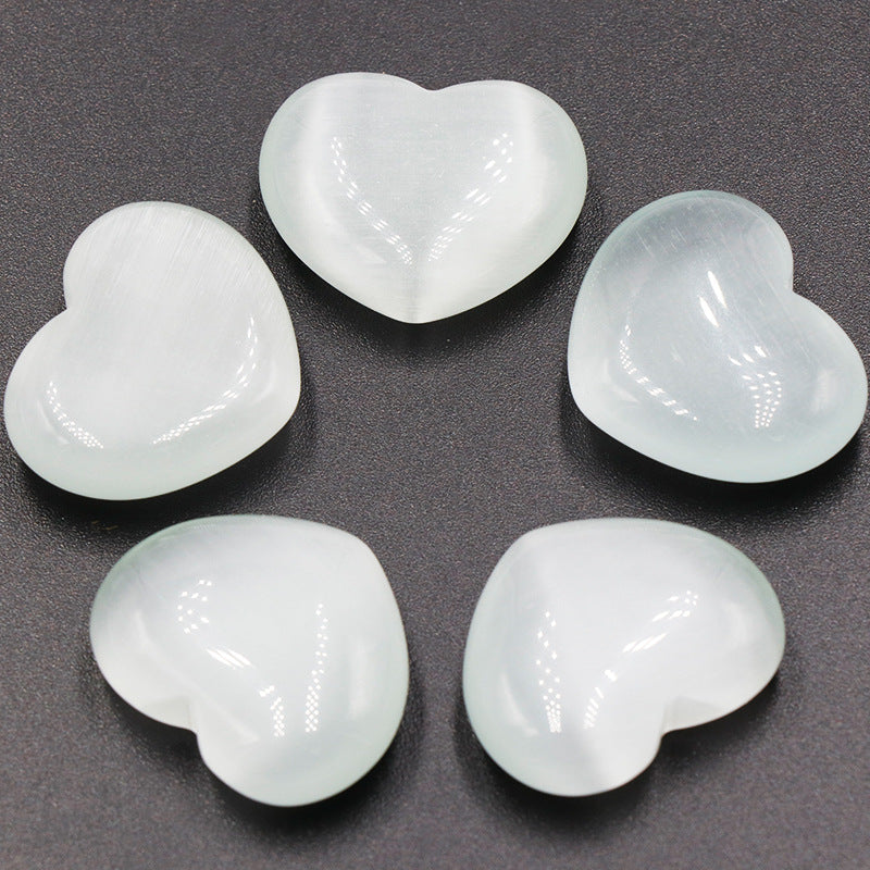 Mini 3cm Cat Eye Stone Hearts Carvings GEMROCKY-Carvings-White-