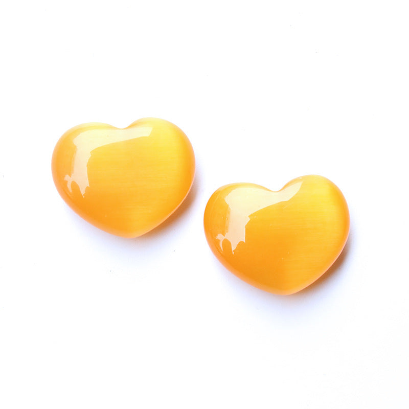 Mini 3cm Cat Eye Stone Hearts Carvings GEMROCKY-Carvings-Yellow-