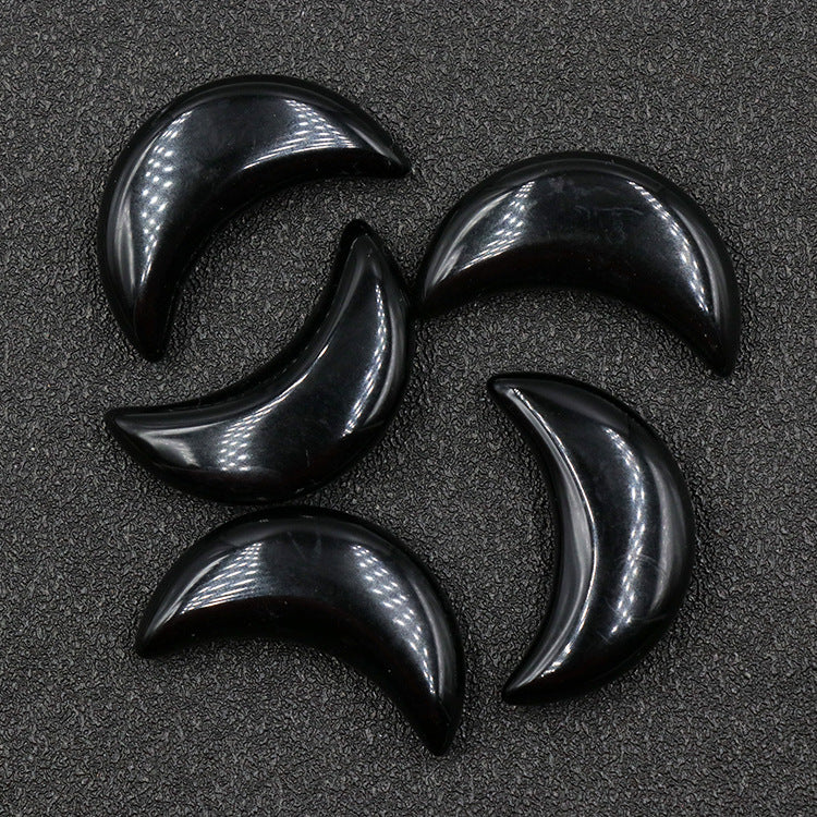 Mini 3cm Crystal Moon Carvings GEMROCKY-Carvings-Black Obsidian-