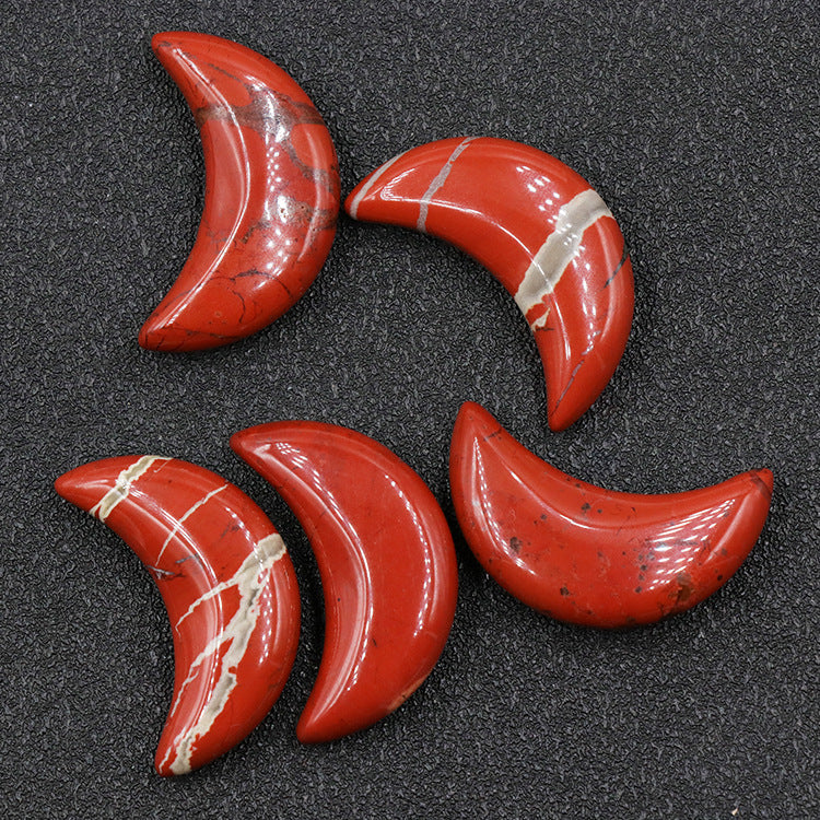 Mini 3cm Crystal Moon Carvings GEMROCKY-Carvings-Red Jasper-