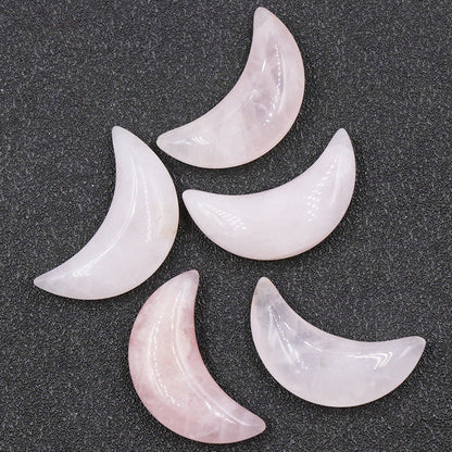 Mini 3cm Crystal Moon Carvings GEMROCKY-Carvings-Rose Quartz-