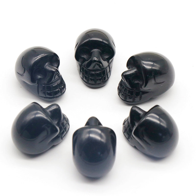 Mini Crystal 1 Inch Skulls Carvings GEMROCKY-Carvings-Black Obsidian-