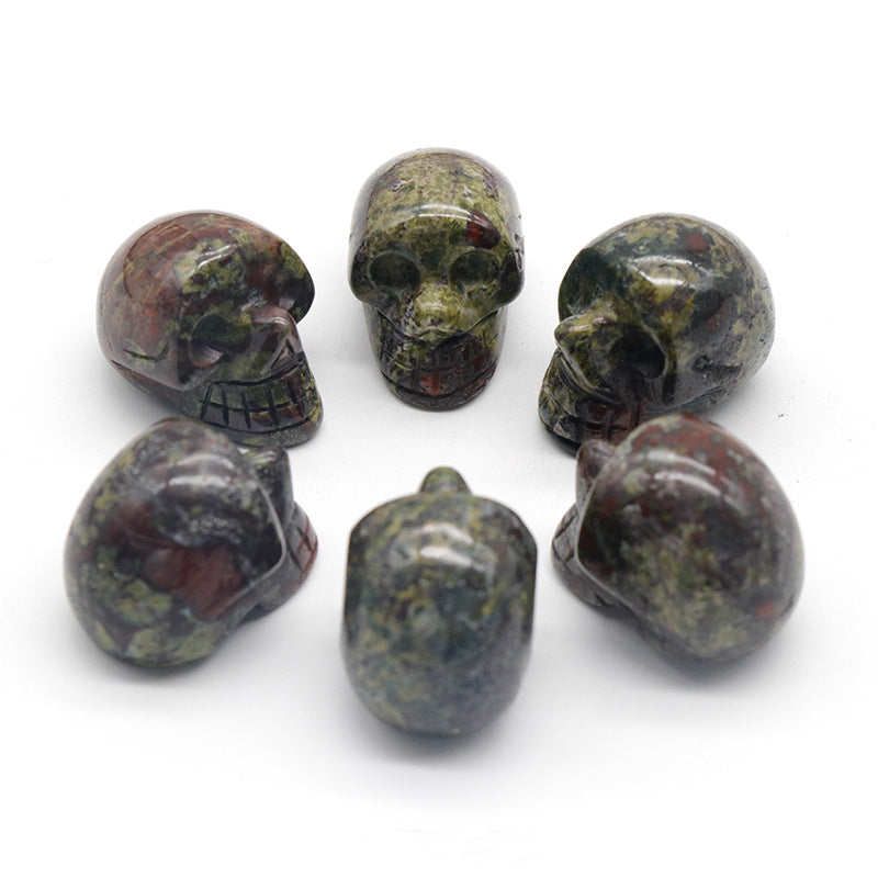 Mini Crystal 1 Inch Skulls Carvings GEMROCKY-Carvings-Dragon Blood Stone-