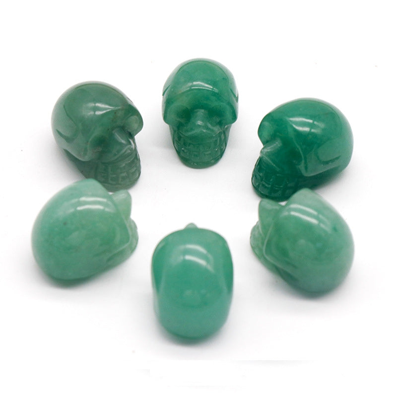 Mini Crystal 1 Inch Skulls Carvings GEMROCKY-Carvings-Green Aventurine-