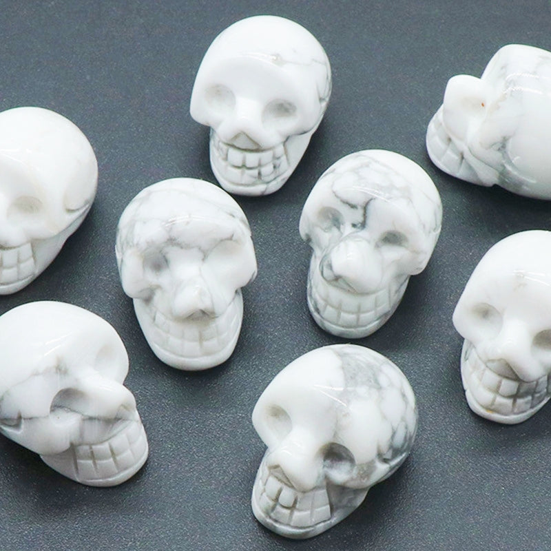 Mini Crystal 1 Inch Skulls Carvings GEMROCKY-Carvings-Howlite-