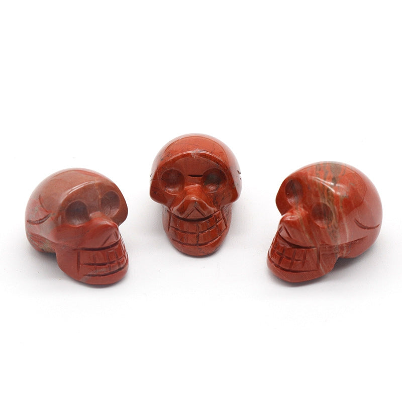 Mini Crystal 1 Inch Skulls Carvings GEMROCKY-Carvings-Red Jasper-