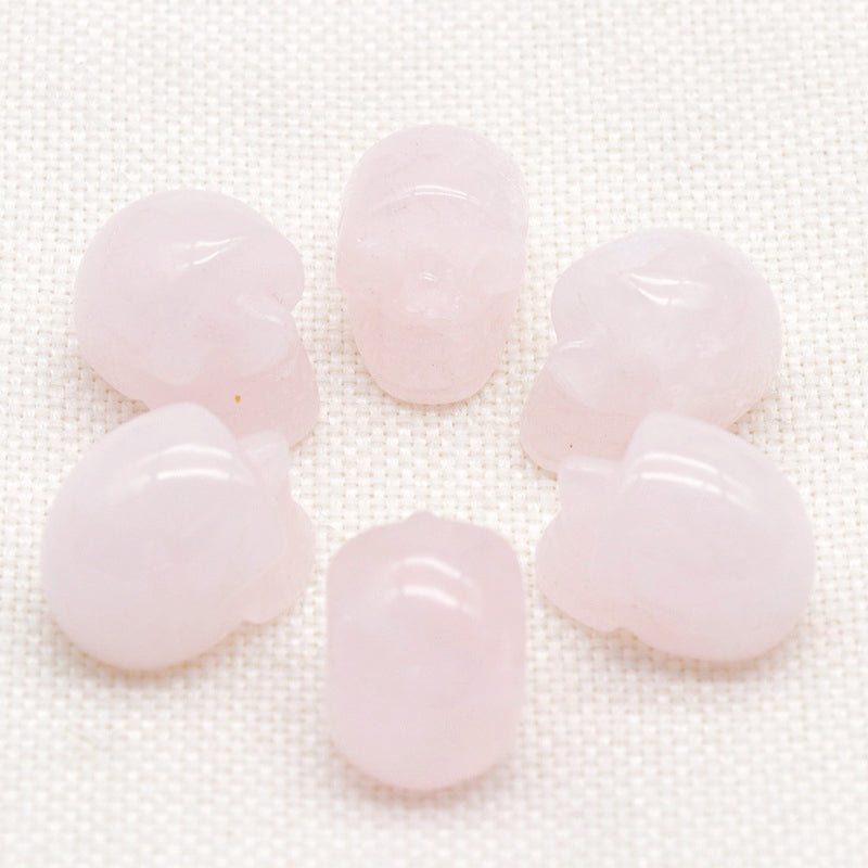 Mini Crystal 1 Inch Skulls Carvings GEMROCKY-Carvings-Rose Quartz-