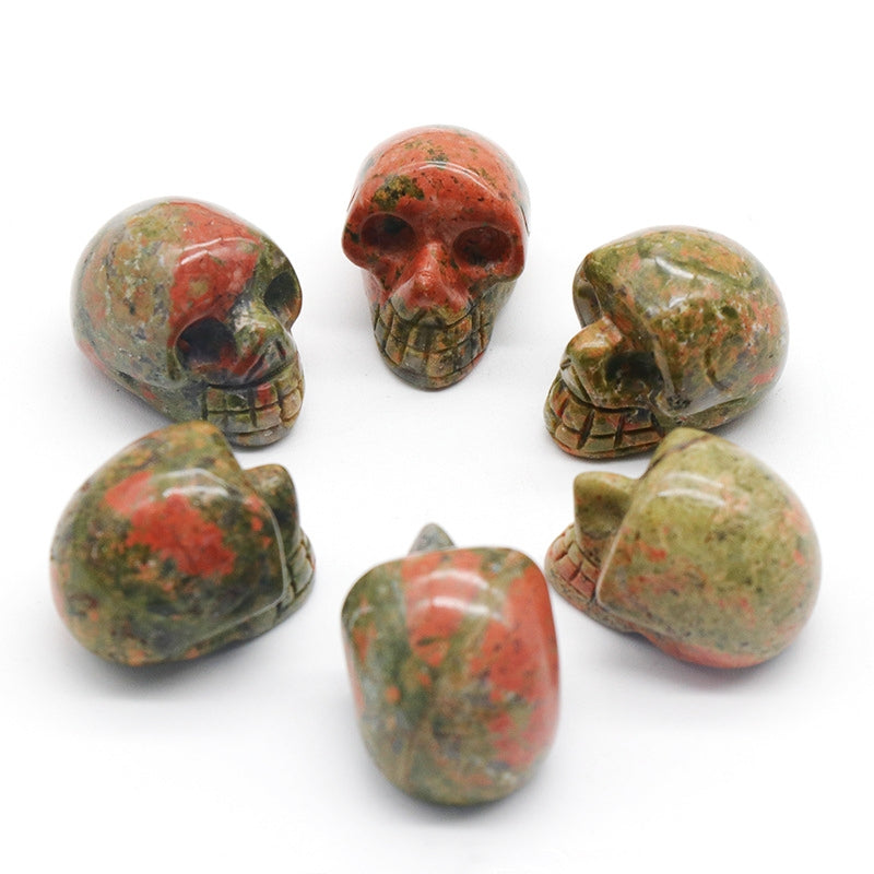 Mini Crystal 1 Inch Skulls Carvings GEMROCKY-Carvings-Unakite-