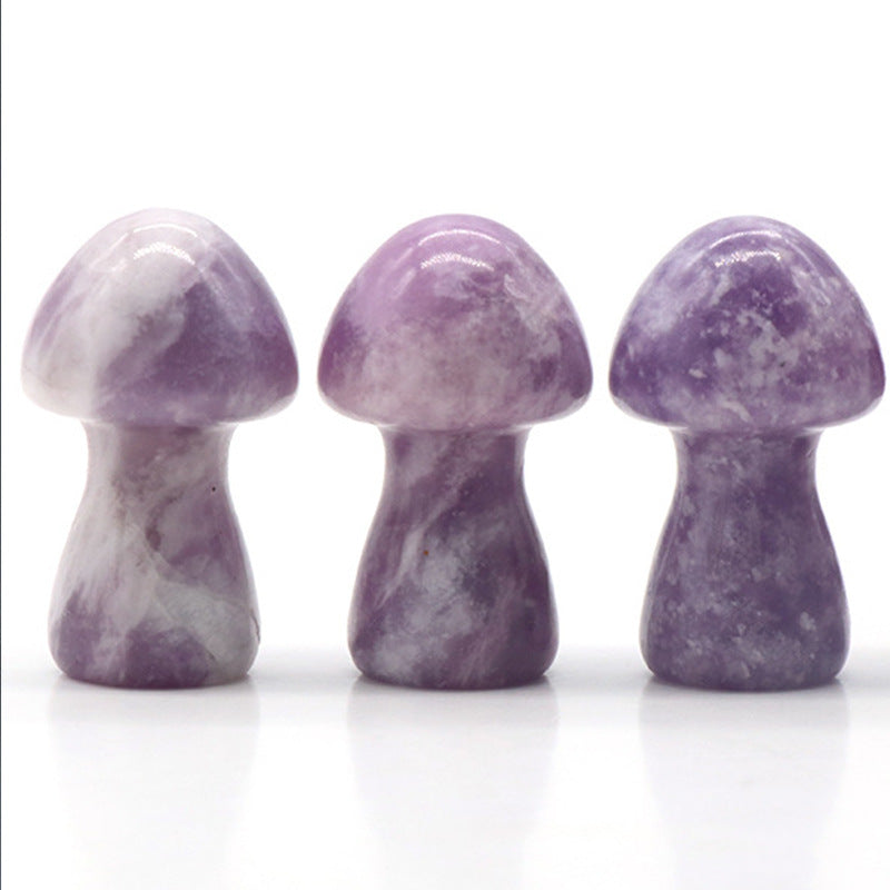 Mini Crystal 1.5Inch Mushroom Carvings GEMROCKY-Carvings-Lepidolite-