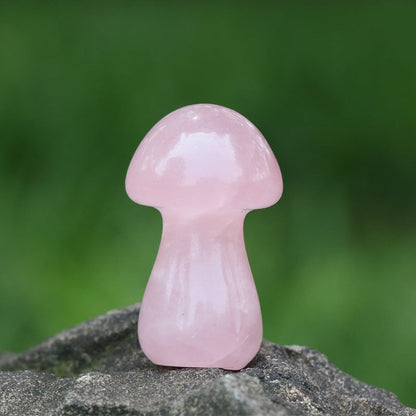 Mini Crystal 1.5Inch Mushroom Carvings GEMROCKY-Carvings-Rose Quartz-