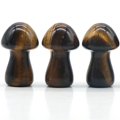 Mini Crystal 1.5Inch Mushroom Carvings GEMROCKY-Carvings-Tiger Eye Stone-