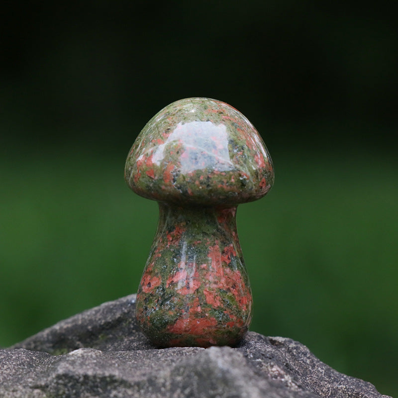 Mini Crystal 1.5Inch Mushroom Carvings GEMROCKY-Carvings-Unakite-