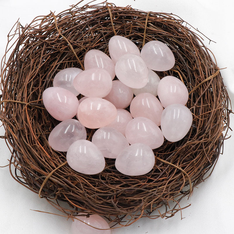 Mini Crystal 20mm Easter Egg Carvings GEMROCKY-Carvings-Rose Quartz-