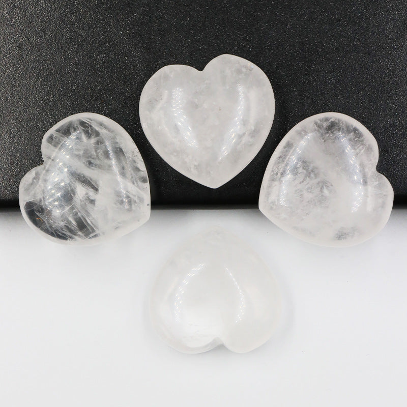 Mini Crystal 25mm Heart Carvings GEMROCKY-Carvings-Clear Quartz-