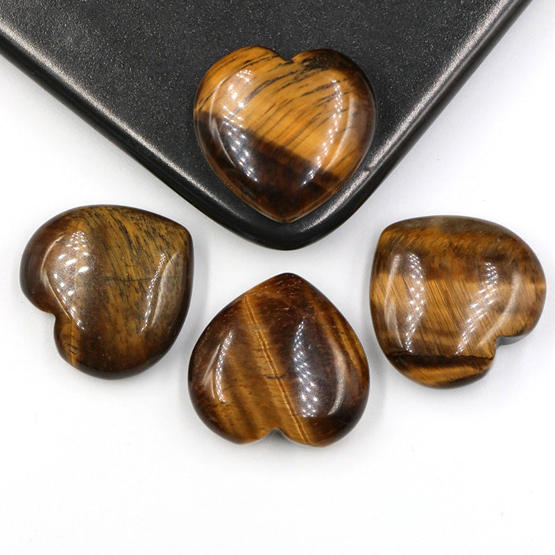 Mini Crystal 25mm Heart Carvings GEMROCKY-Carvings-Tiger Eye Stone-