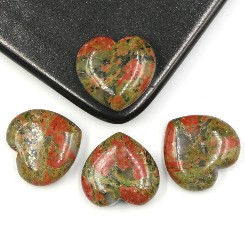 Mini Crystal 25mm Heart Carvings GEMROCKY-Carvings-Unakite-