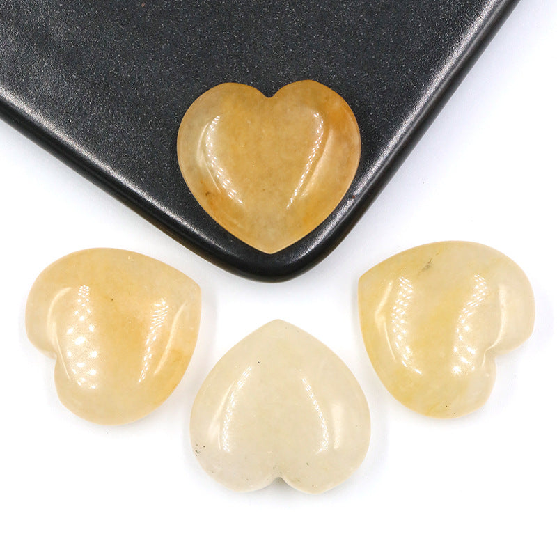 Mini Crystal 25mm Heart Carvings GEMROCKY-Carvings-Yellow Jade-