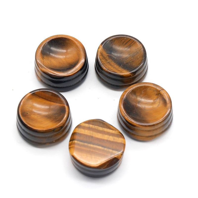 Mini Crystal 27mm Ball Holder Carvings GEMROCKY-Carvings-Tiger Eye Stone-