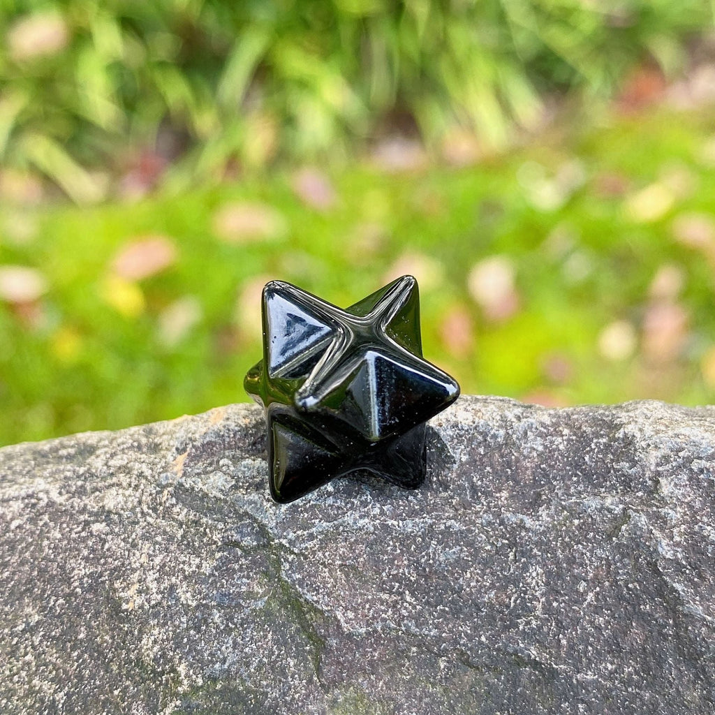 Mini Crystal 2cm Merkabah Carvings GEMROCKY-Carvings-Black Obsidian-