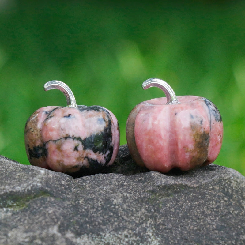 Mini Crystal 3cm Pumpkin Halloween Carvings GEMROCKY-Carvings-Rhodonite-