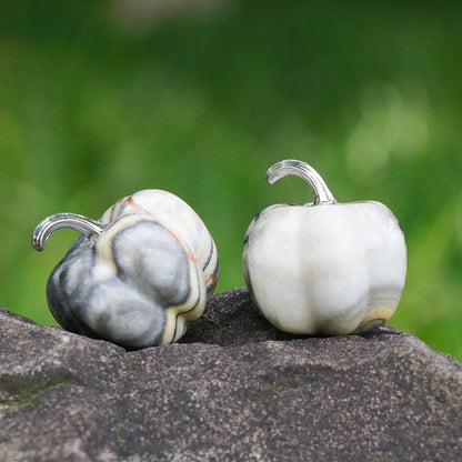 Mini Crystal 3cm Pumpkin Halloween Carvings GEMROCKY-Carvings-White Crazy Agate-