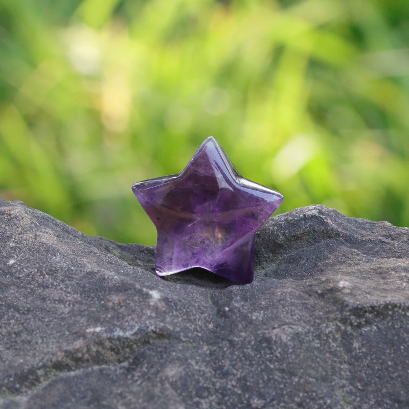 Mini Crystal 3cm Star Carvings GEMROCKY-Carvings-Amethyst-