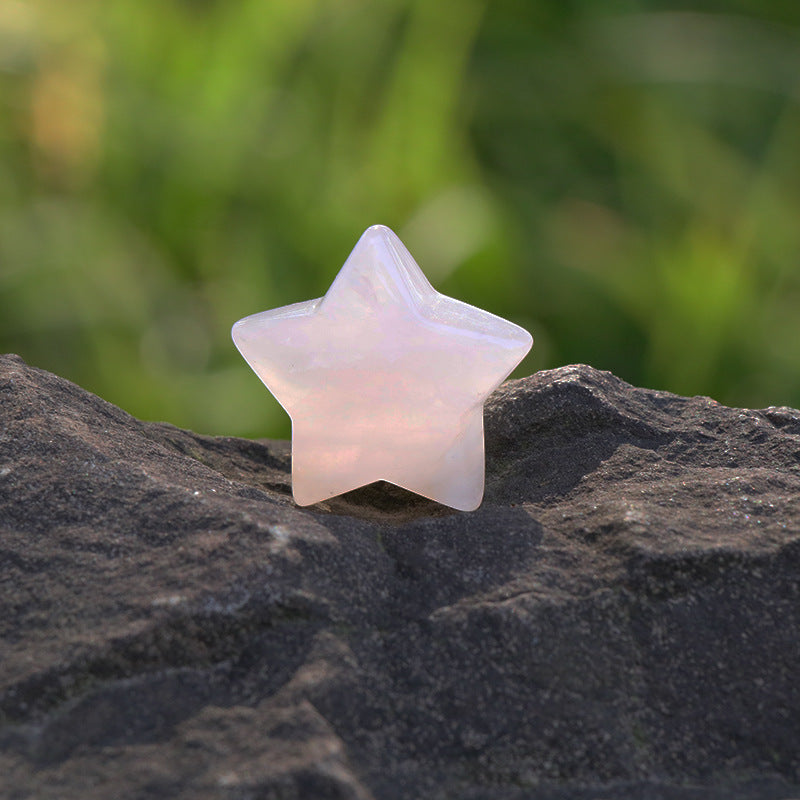 Mini Crystal 3cm Star Carvings GEMROCKY-Carvings-Rose Quartz-