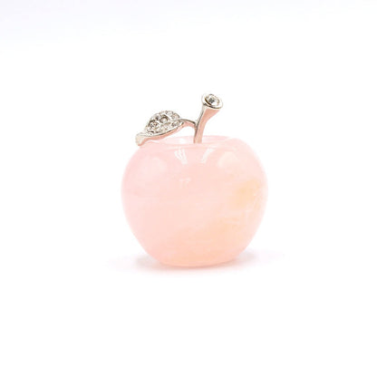 Mini Crystal 4cm Apple Carvings GEMROCKY-Carvings-Rose Quartz-