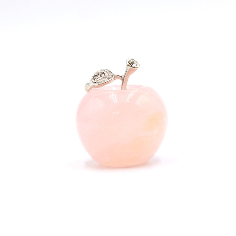 Mini Crystal 4cm Apple Carvings GEMROCKY-Carvings-Rose Quartz-