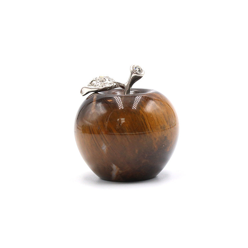 Mini Crystal 4cm Apple Carvings GEMROCKY-Carvings-Tiger Eye Stone-