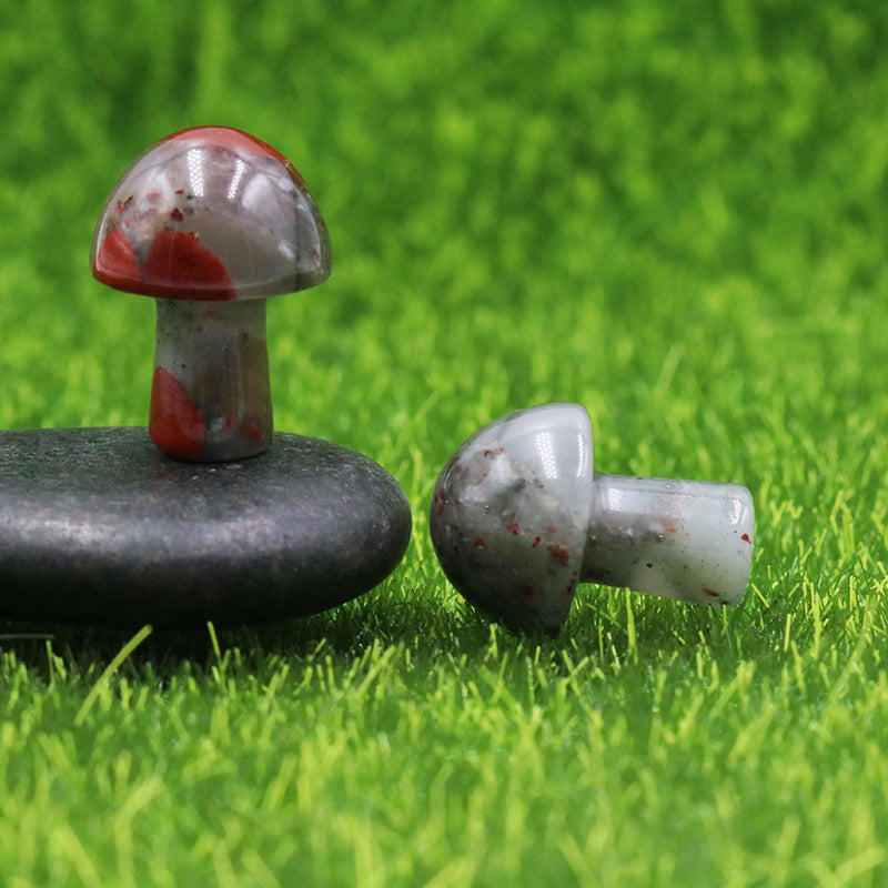 Mini Multi Material 2cm Crystal Mushrooms Carvings GEMROCKY-Carvings-African Blood Stone-
