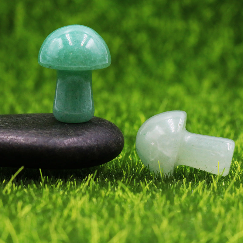 Mini Multi Material 2cm Crystal Mushrooms Carvings GEMROCKY-Carvings-Green Aventurine-