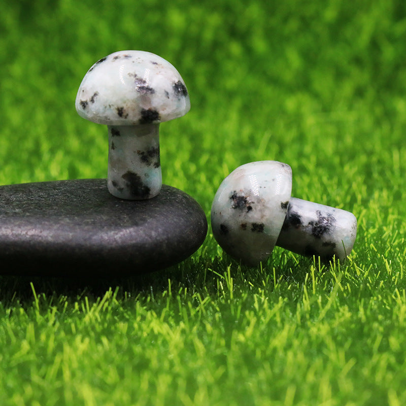 Mini Multi Material 2cm Crystal Mushrooms Carvings GEMROCKY-Carvings-Kiwi Jasper-