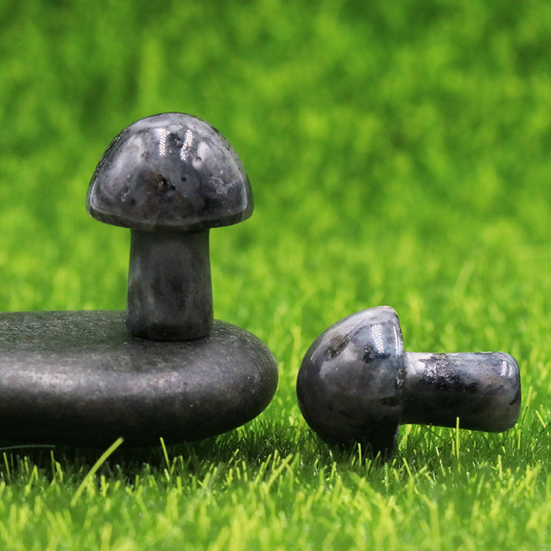 Mini Multi Material 2cm Crystal Mushrooms Carvings GEMROCKY-Carvings-Larvikite-