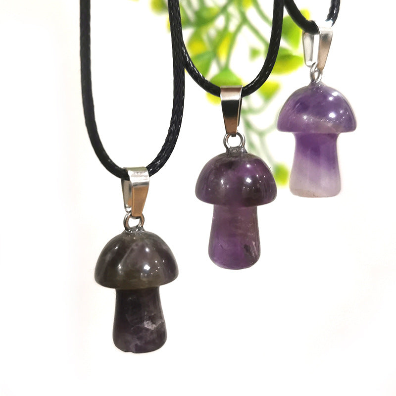 Mini Mushroom 2cm Pendant Necklaces GEMROCKY-Jewelry-Dream Amethyst-