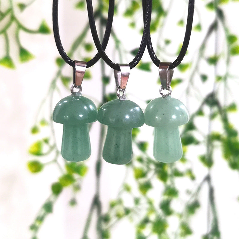 Mini Mushroom 2cm Pendant Necklaces GEMROCKY-Jewelry-Green Aventurine-