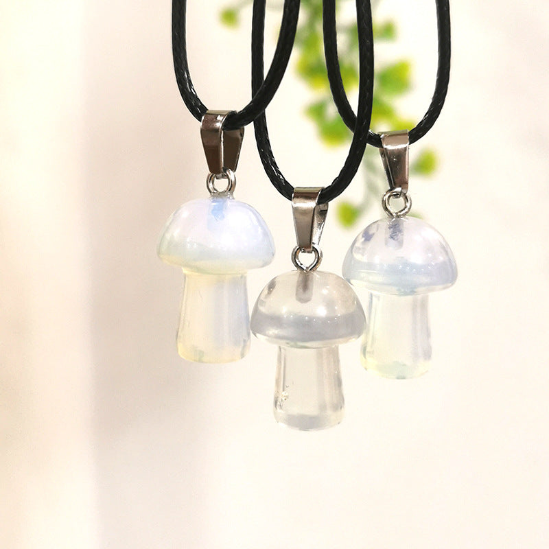 Mini Mushroom 2cm Pendant Necklaces GEMROCKY-Jewelry-Opalite-