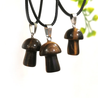 Mini Mushroom 2cm Pendant Necklaces GEMROCKY-Jewelry-Yellow Tiger Eye-