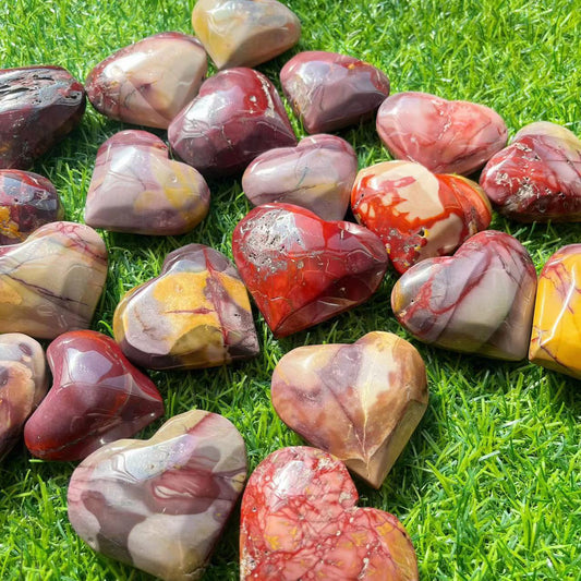 Mookaite Jasper Hearts GEMROCKY-Carvings-