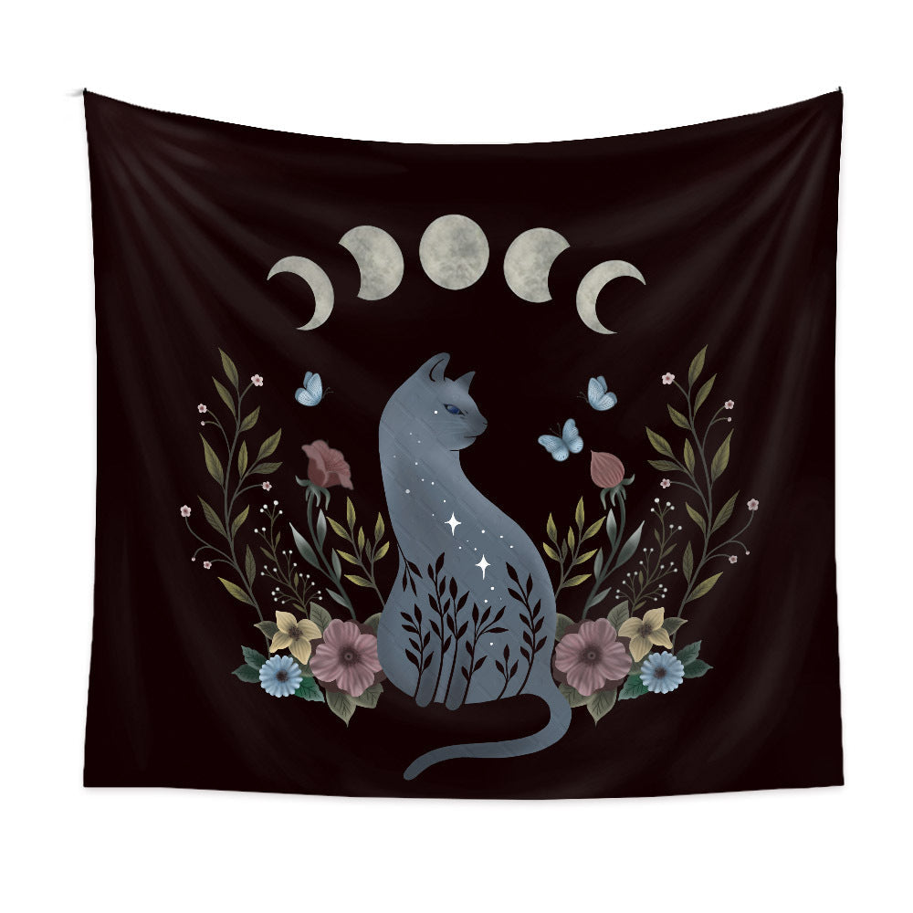 Moon Cat Background Cloth Bohemian Style Decor Tapestry GEMROCKY-Decoration-73*95cm-6-