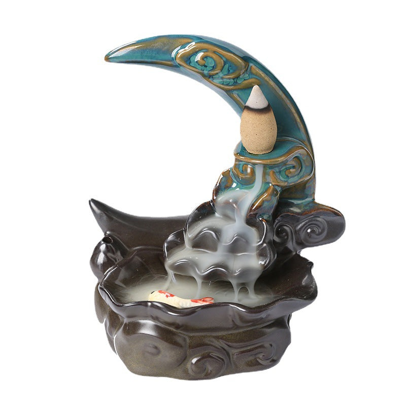 Moon Lotus Backflow Incense Burner Home Decor Ornaments GEMROCKY-Psychic-