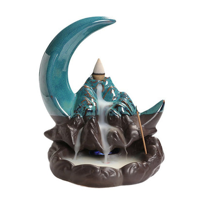 Moon Mountains LED Light Backflow Incense Burner Home Decor Ornaments GEMROCKY-Psychic-