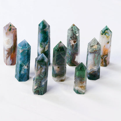 Moss Agate Druzy Geode Point Wands GEMROCKY-Point Wands-