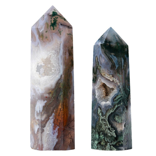 Moss Agate Druzy Geode Point Wands GEMROCKY-Point Wands-